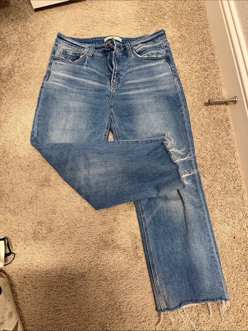 Flying Monkey Light Blue Distressed Straight Jeans